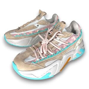 Milazzo Men's Retro Colorblock Athletic Sneakers Khaki Teal Size 9 EU 43